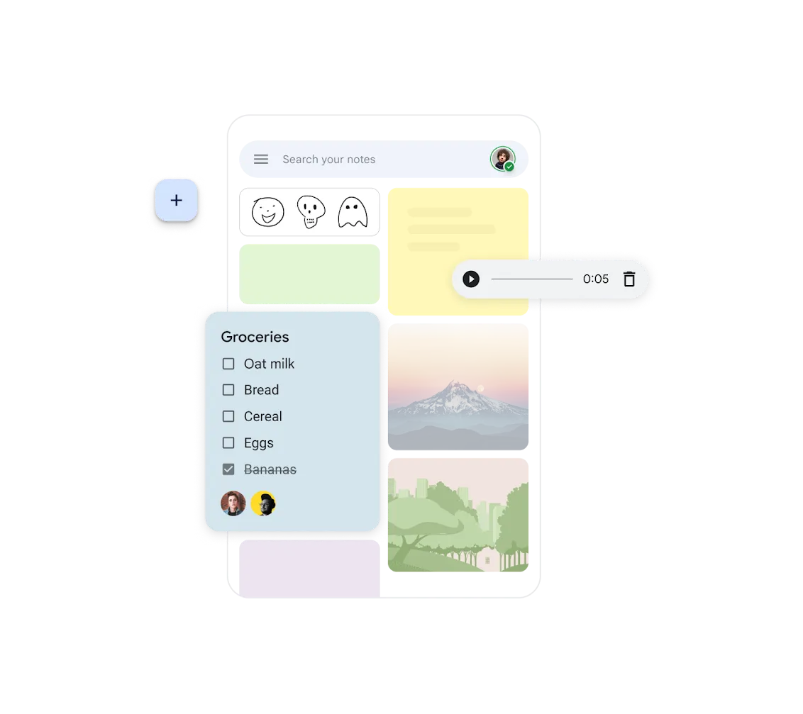 Google Keep interfeysi