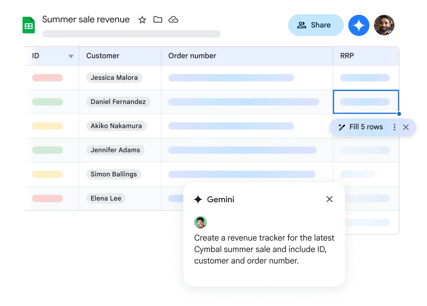Google Sheets interfeysi
