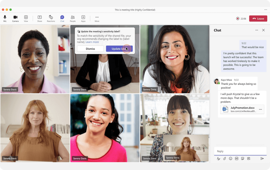 Microsoft Teams video meeting and collaboration interface